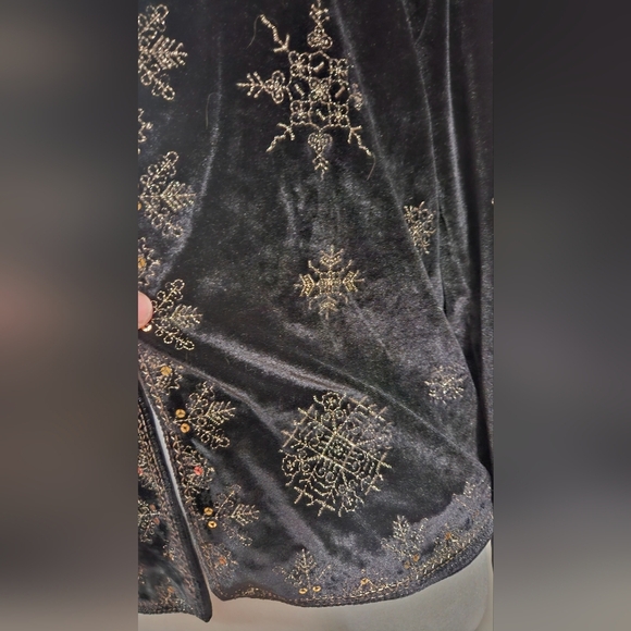 CHRISTIAN SIRIANO NY Black velvet Metallic embroidered details. Size Small NWT - Picture 11 of 16